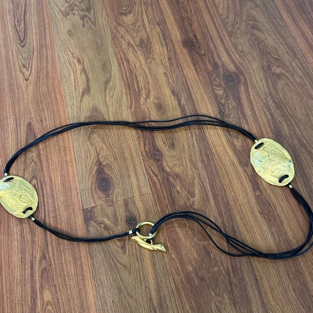 DKNY 90s Y2K black gold hammered then belt